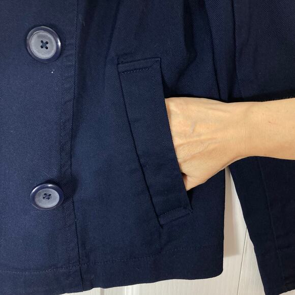 NWOT H&M Jacket 16 Navy Collar Double Breasted Buttons Cotton Elastane - Picture 8 of 16